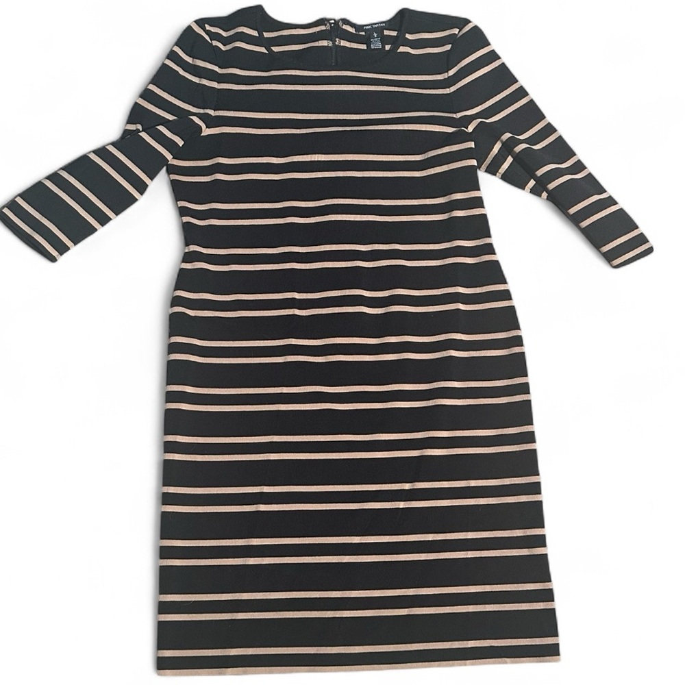 Pink Tartan Black & Gold striped power stretch Dress L